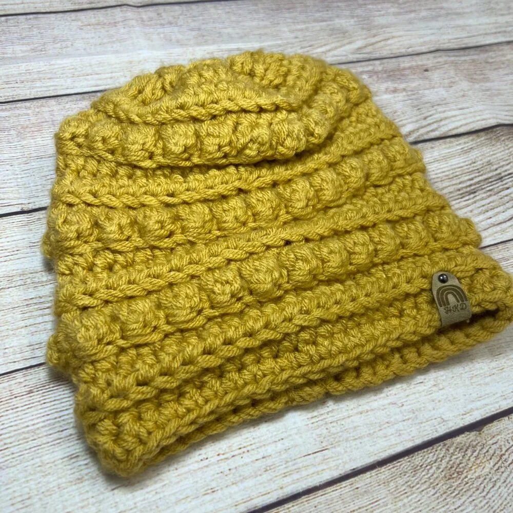 Handmade Mustard Yellow Chunky‎ Knit Beanie